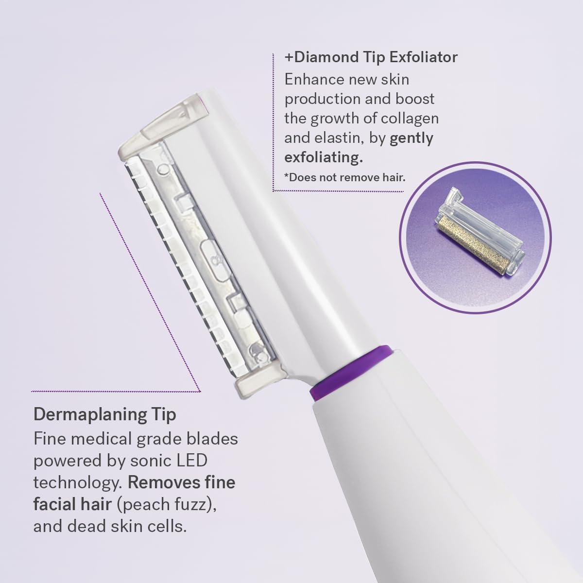 MICHAEL TODD Michael Todd Beauty - Sonicsmooth Pro+ Dermaplaning System with LED Light - 2 in 1 Women\'s Face Exfoliation & Peach Fuzz Hair Remover - 16 Dermaplaning Blades & 2 Microsmooth Microdermabrasion Tips