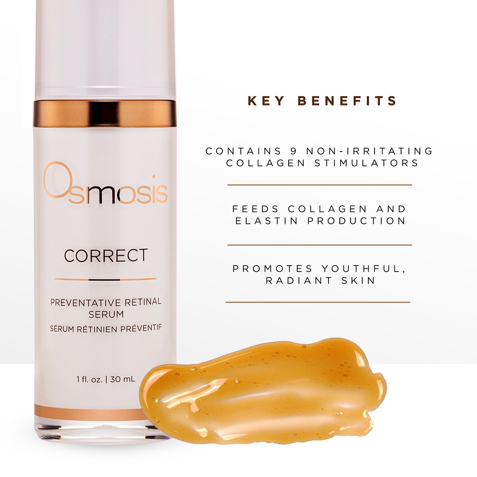 OSMOSIS OSMOSIS Facial Moisturizer and Serum Kit, HYDRATE (1.69oz) Plumping Facial Moisturizer with Shea Butter, CORRECT (1oz) Preventative Retinal Facial Serum Collagen Booster