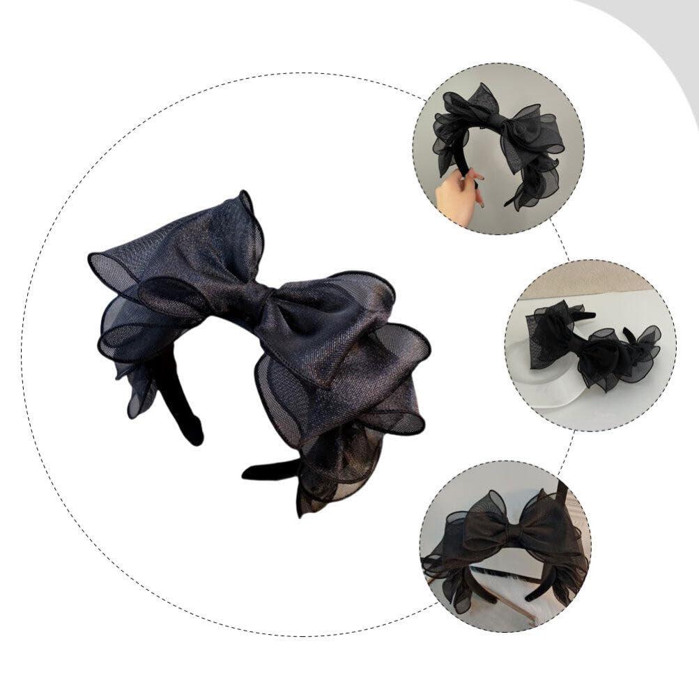 SHERCHPRY SHERCHPRY Black Headband With Bow, Bow Knot Headbands Bow Hair Hoop Cosplay Party
