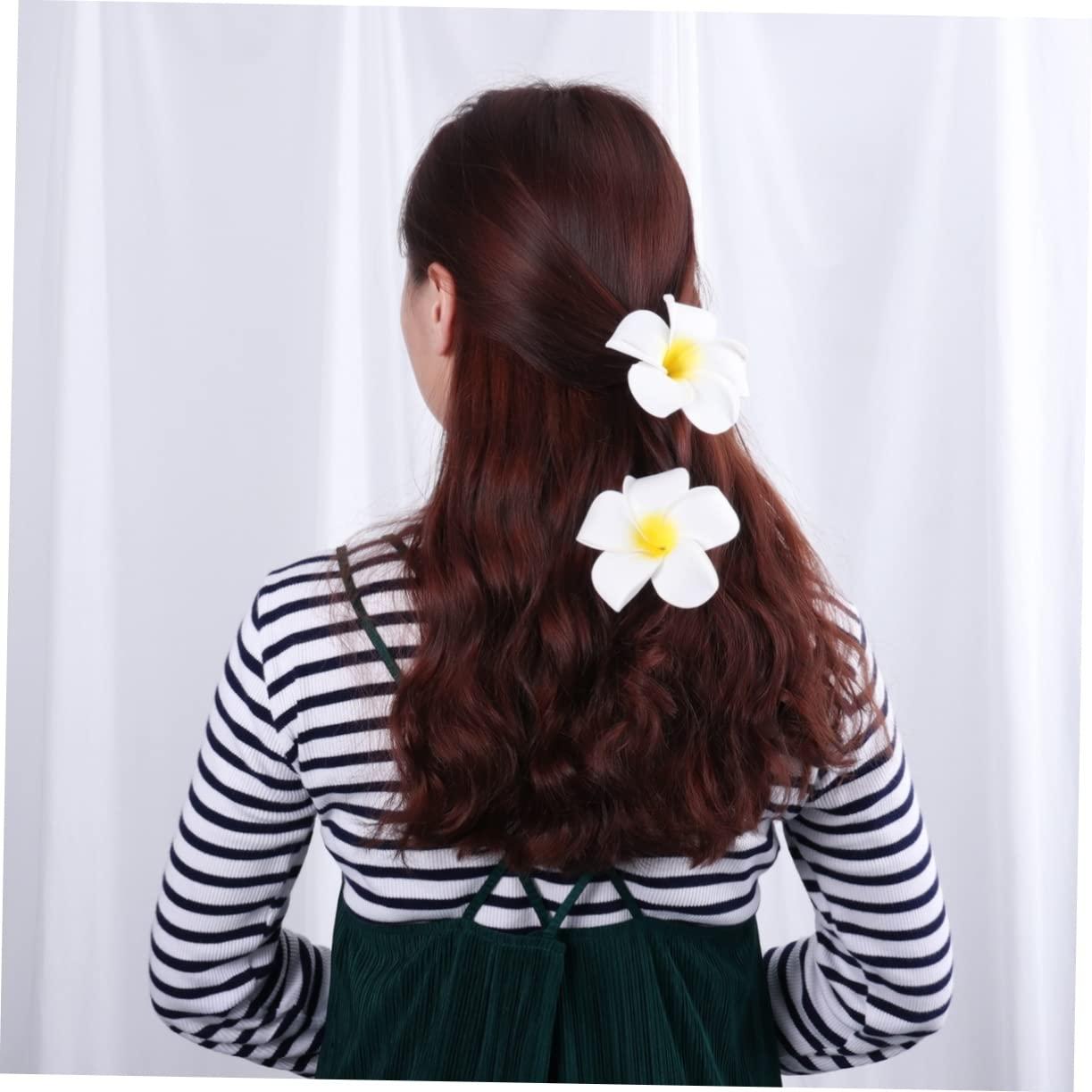 Gogogmee Gogogmee 20pcs 9cm Hawaiian Plumeria Flower Hairpins Hair Clip Bridal Barrette for Tropical Beach Wedding Event Decorations