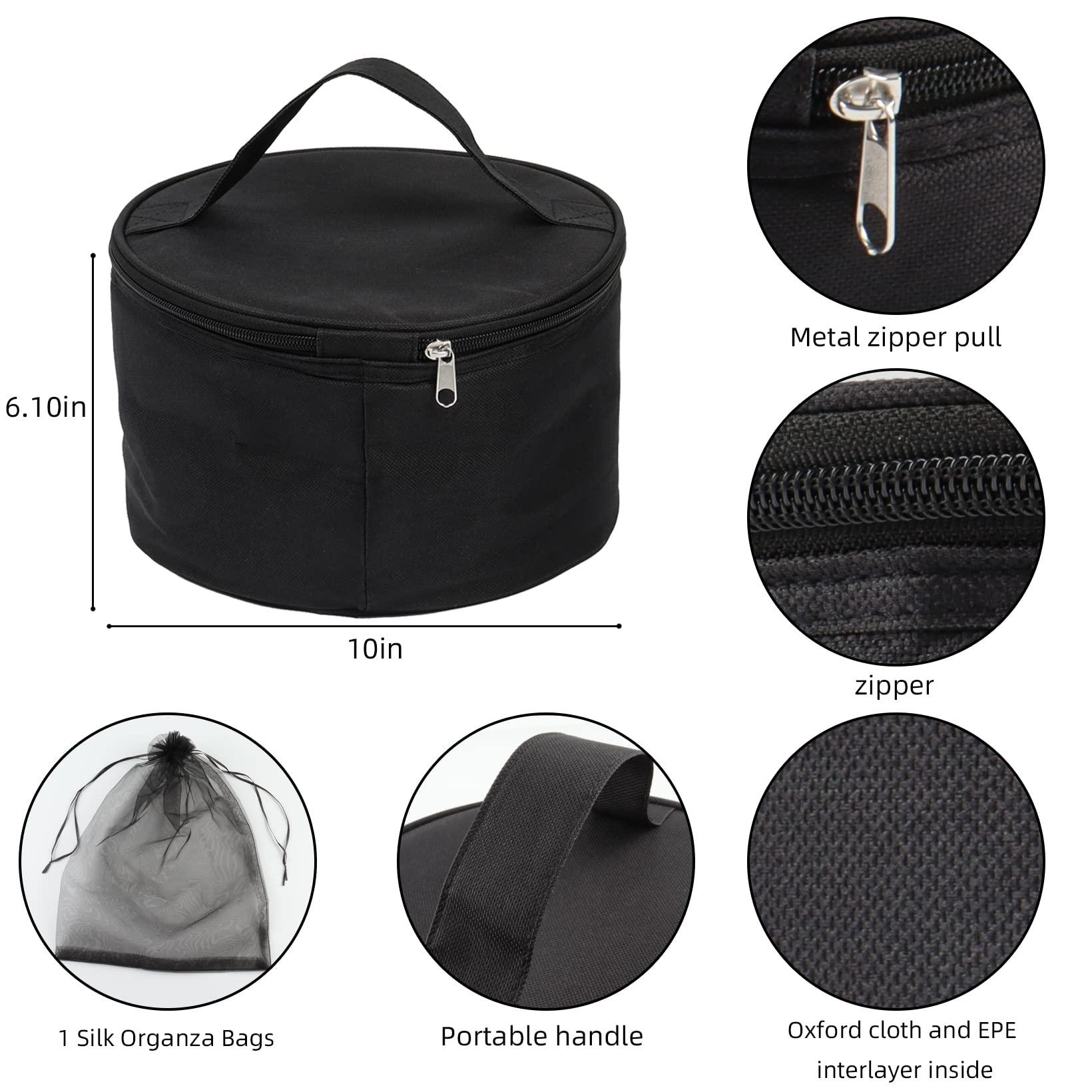 Goklmn Goklmn Wig Travel Case,Foldable Round Wig Box,Lightweight and Durable Travel Makeup Case for Men & Women
