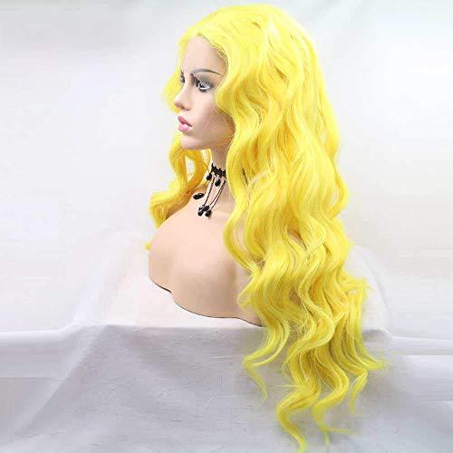 Karissa Hair Fluorescent Yellow Lace Front Wigs for Women Soft Yellow Long Lace Front Wigs with Middle Part Glueless Heat Resistant Hair for Hallowe Makeup 24inches