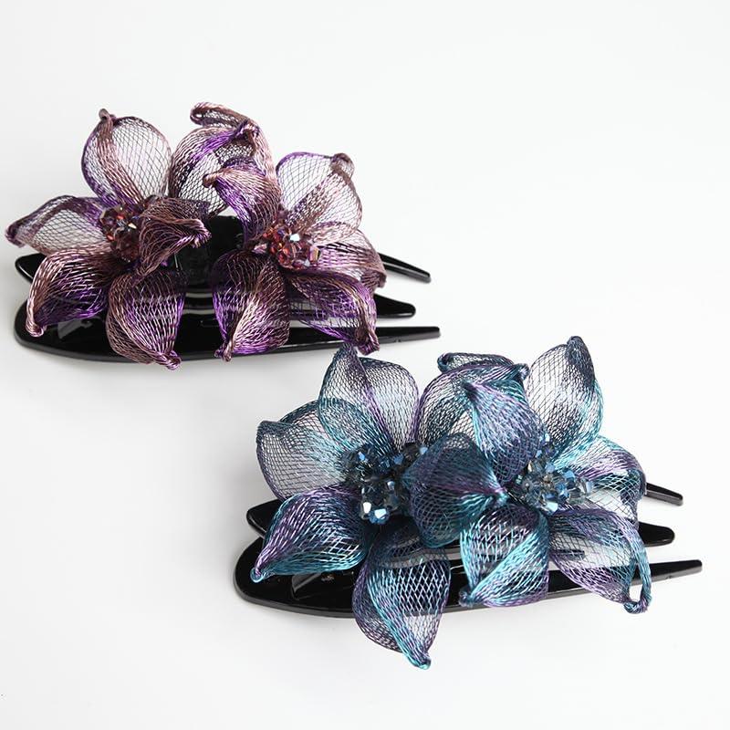 HUFFA Hair Clip Copper Hair Accessories Rhinestone Hair Clip Back Of Head Women\'s Hair Clip(PeacockBlue)