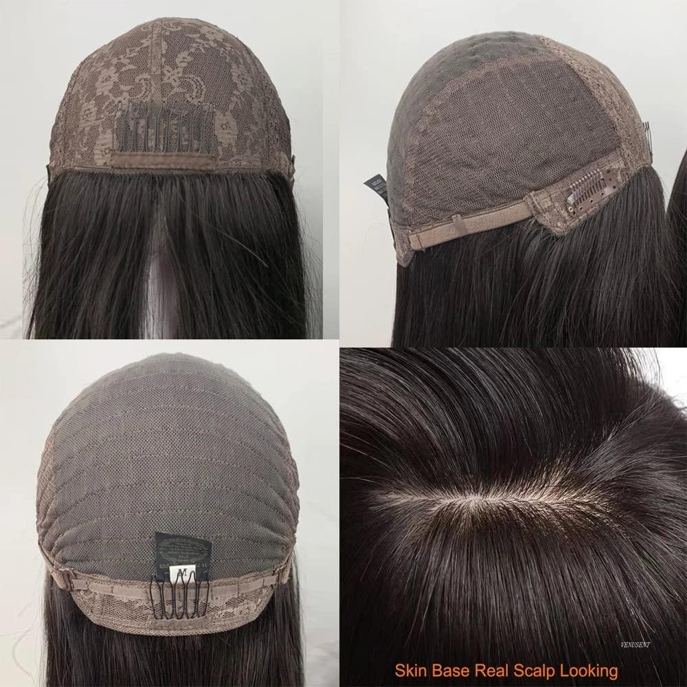 IVGTOP IVGTOP Straight Bob Virgin Hair Jewish Wig Kosher Wigs European Hair Double Drawn Weft Silk Top None Lace Wig For Women Thick End Wigs (12inch, 1B Natural Black)