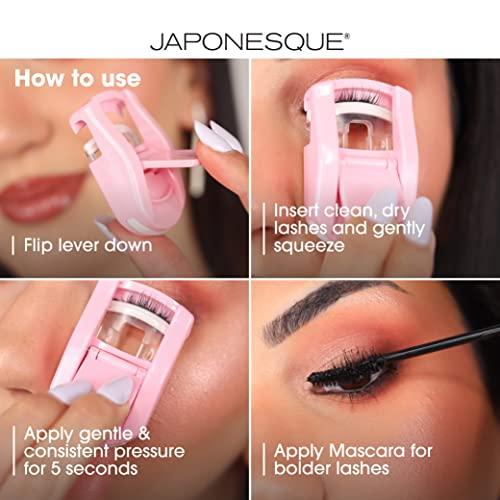 JAPONESQUE JAPONESQUE Travel Eyelash Curler, Black, Pack of 2 - Plastic Eyelash Curlers for Travel Makeup - Comes with Bonus Replacement Lash Pad - 2 Pack