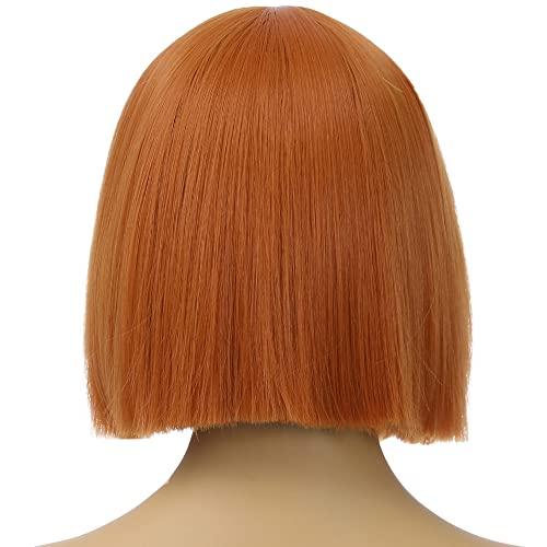 Ufindcos Ufindcos Dark Orange Wig Bob Wig Short Straight Hair Wigs Middle Part for Women Girls Synthetic Heat Resistant Halloween Costume Party Wig with Wig Cap