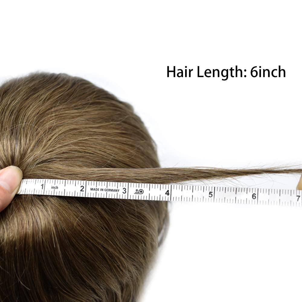 SINGA HAIR Mens Toupee Human Hair Pieces Real Wigs for Mens Hair Systems Replacements 0.06mm V Looped Thin Skin Man Hair Units #330 Dark Brown+30% Gray