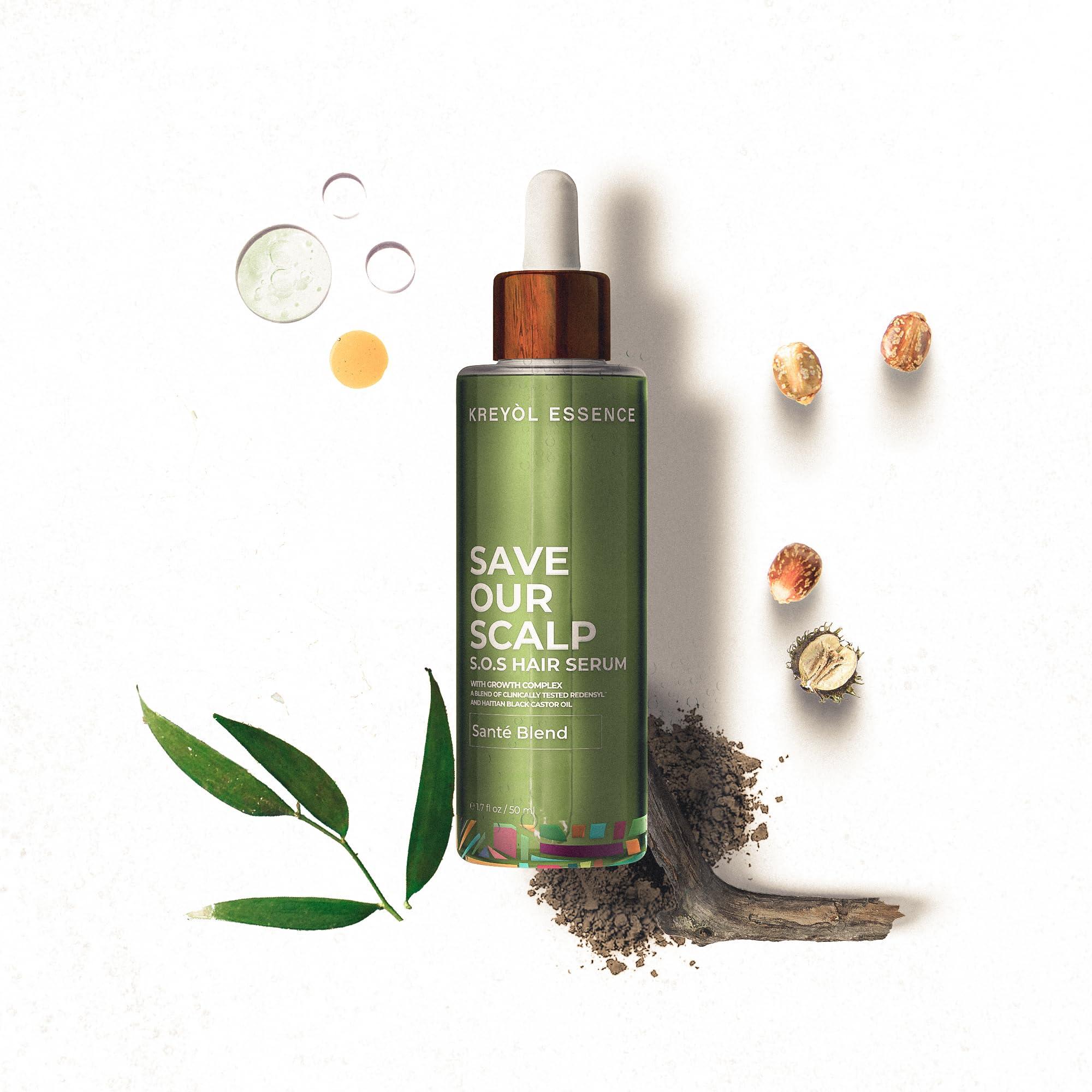 KREYL ESSENCE Kreyol Essence - Save Our Scalp Serum (S.O.S Serum) - Redensyl + Haitian Black Castor oil, Fuller Looking Hair, Cold Pressed Castor Oil, Natural Ingredients 1.7 oz