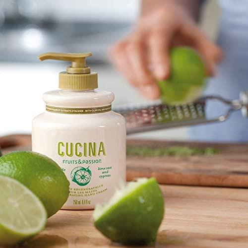 Fruits and Passion Fruits & Passion [Cucina] - Lime Zest & Cypress Tree Hand Care Duo Caddy Gift Set | Liquid Hand Soap Wash (5.1 oz) with Hand Cream Lotion (6.8 oz)
