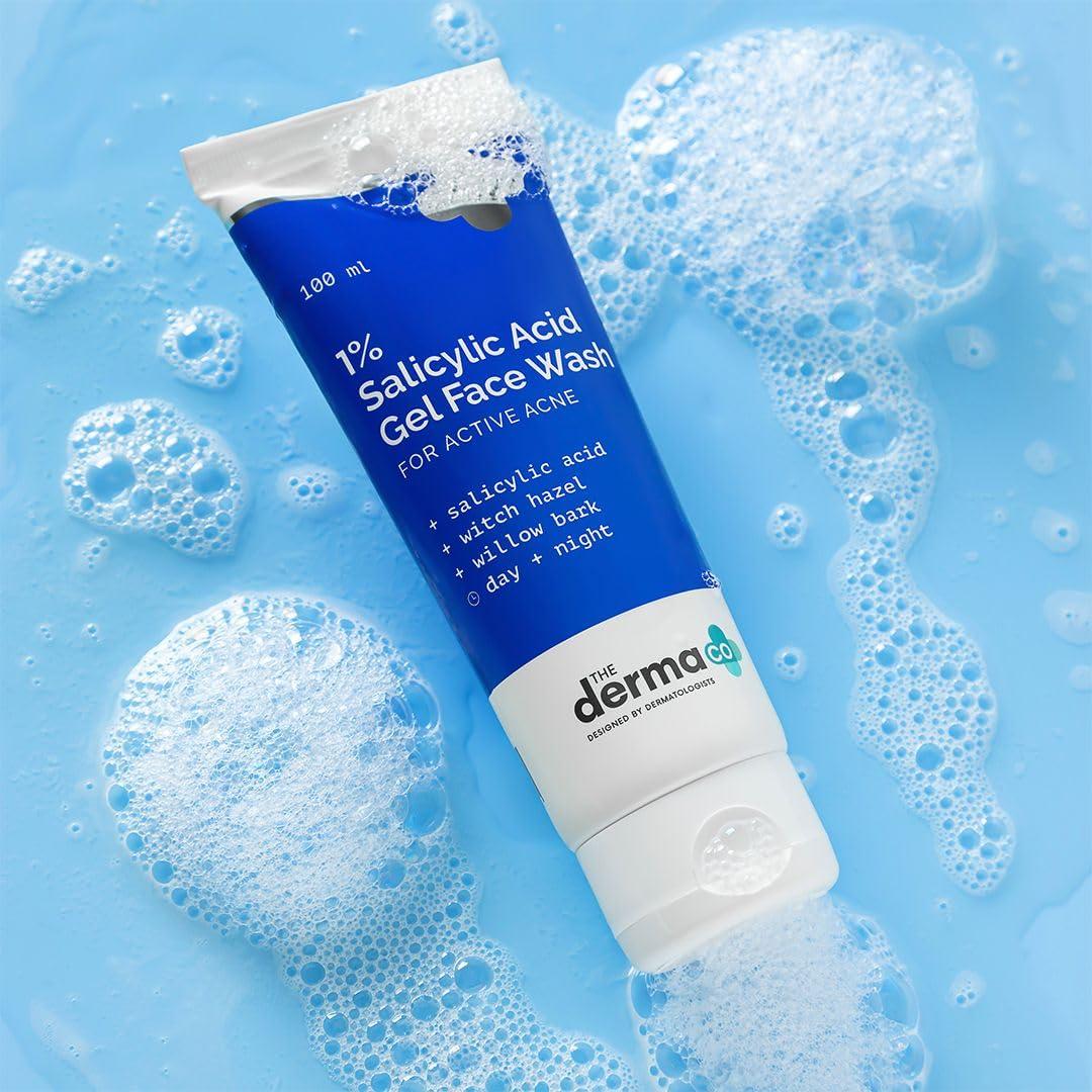 The Derma Co The Derma Co 1% Salicylic Acid Gel Face Wash for Acne | Deeply Cleanses & Exfoliates | Helps Reduce Acne & Controls Oil Production | 3.38 Fl Oz/100ml