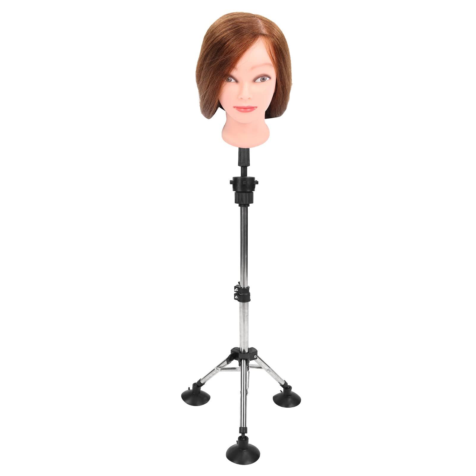 NSXAYIWE Mannequin Head Tripod Stand, Foldable Wig Head Stand Alloy Mannequin Head Holder Adjustable Mannequin Stand Tripod for Beauty Hairdressing Styling