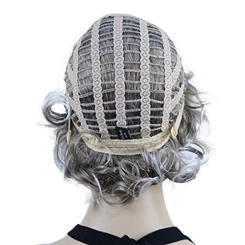 Lydell Lydell 10" Women's Short Soft Super Curly Wig Layered Natural Movement Synthetic Wigs (48T Light Gray with Dark Root)