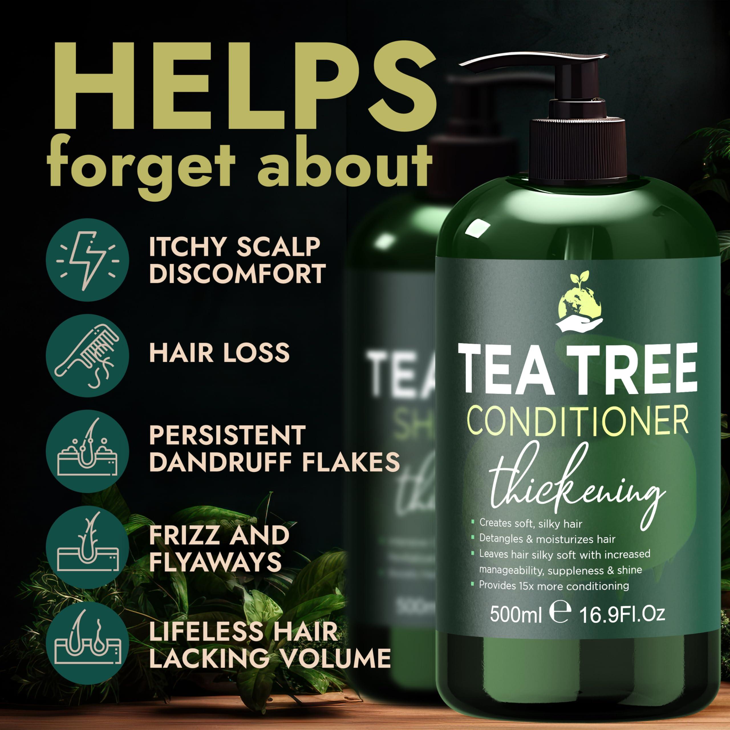 Terramed Just Think Comfort Tea Tree Shampoo and Conditioner Set | Thinning Hair Loss Treatment for Men and Women | Soothes Itchy Scalp, Dandruff
