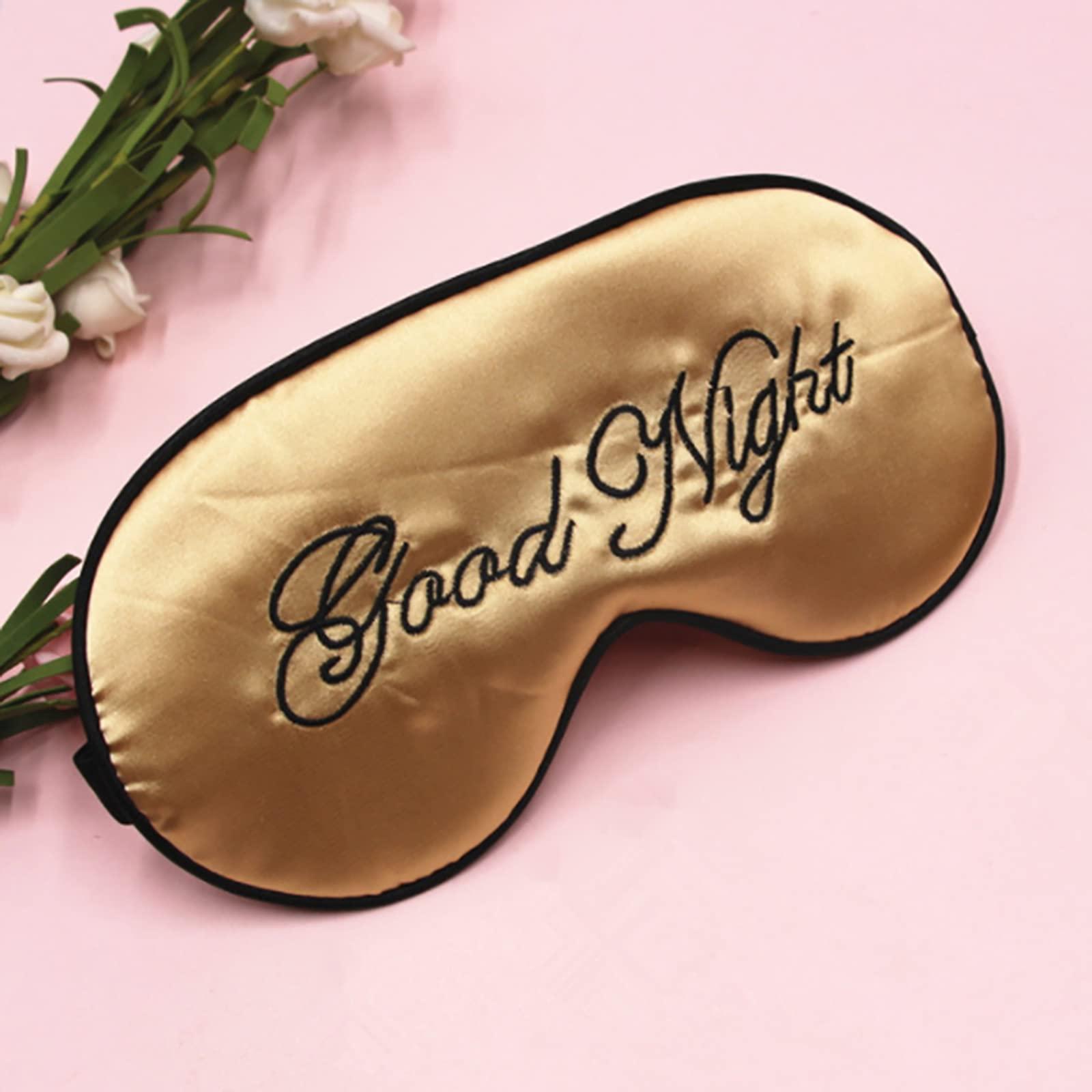 tooloflife Sleep Cover Silk Soft Plush Eye Cover, Adjustable Strap Sleeping Eye Blinder Night Eyeshade Cover for Sweet Sleep Travel Nap Dry Puffy Eye Relax 1PCS Golden