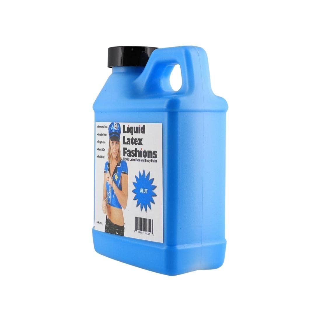 Liquid Latex Fashions Blue 8 Oz - Liquid Latex Face and Body Paint, Blue Smurf Cosplay, Ideal for Halloween Costume, Parties, Theater, Special Effects!