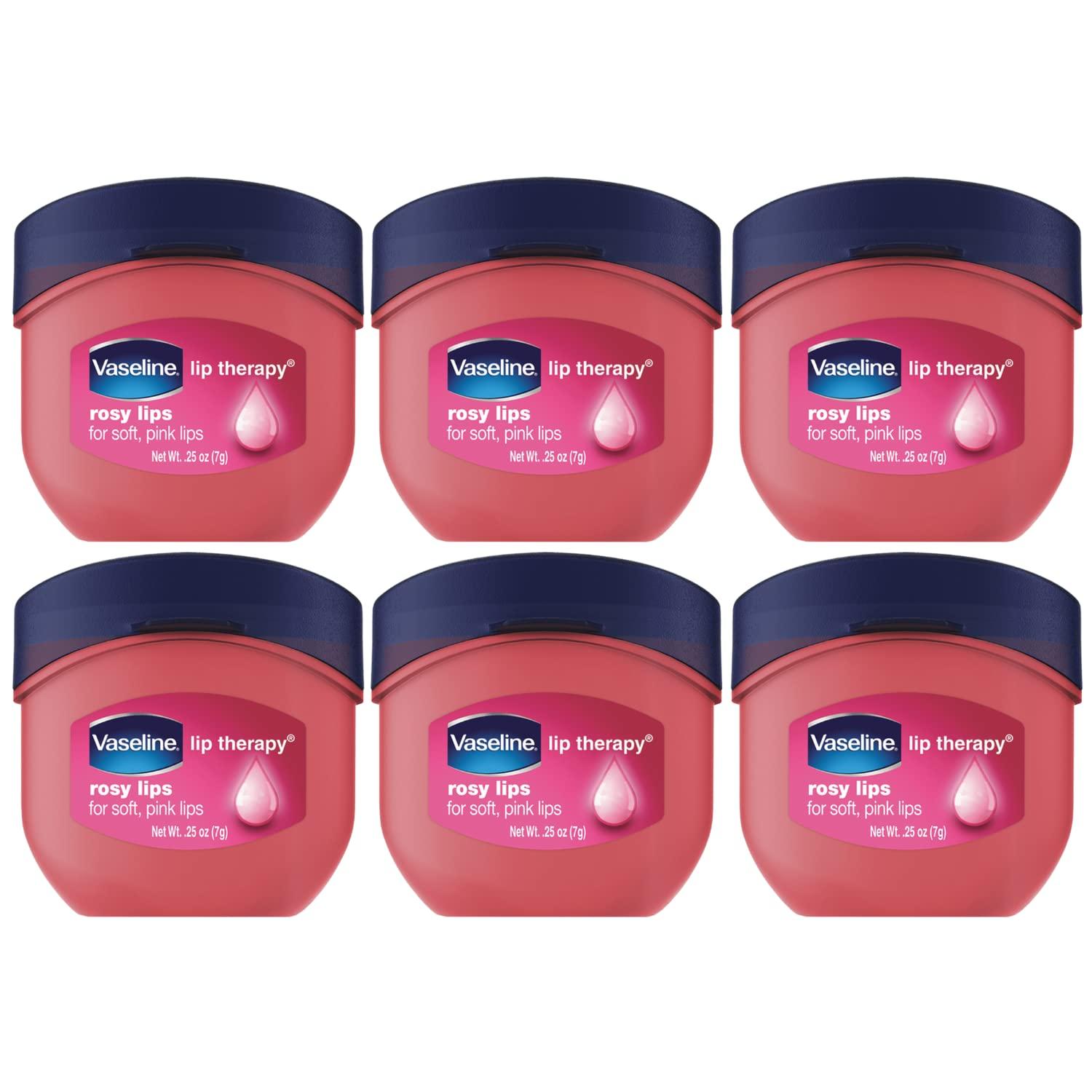 Vaseline Vaseline Lip Therapy Rosy Lips 6-Pack Mini Lip Balms for Soft, Deliciously Kissable Lips, Premium Gift Set, 0.25 Oz Ea