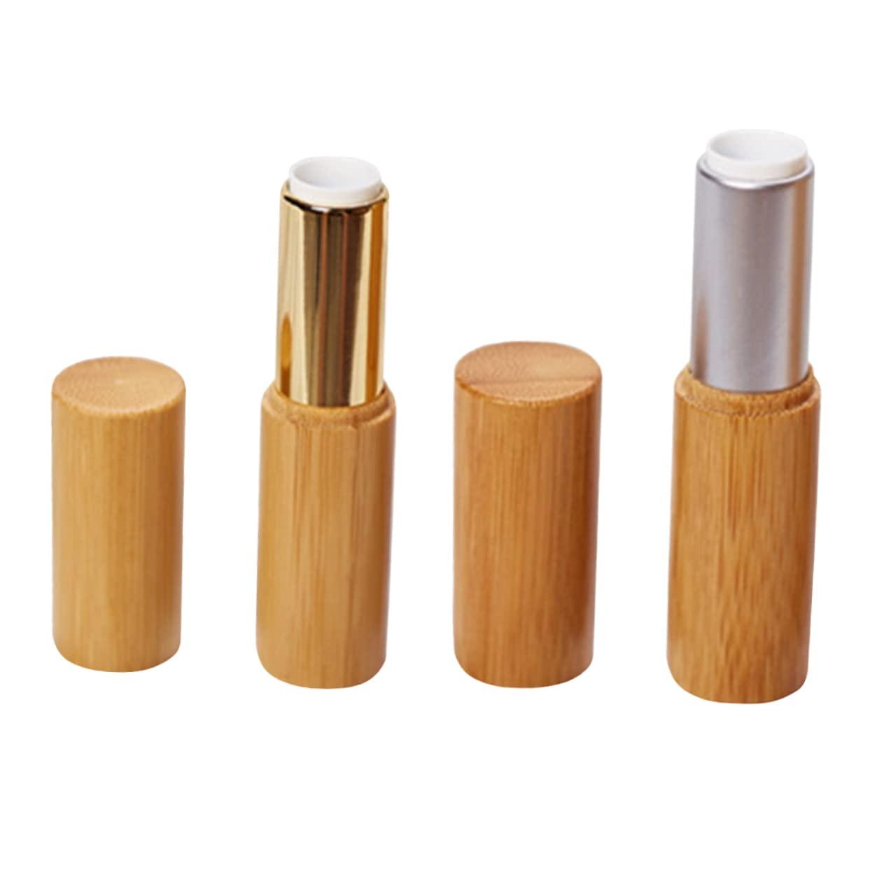 balacoo balacoo 2pcs Wood Lip Balm Tubes Diy Lip Gloss Tube Refillable Bottles Bottles Sample Container Lip Gloss Tubes Lip Balm Bottle Bamboo Wooden Tube