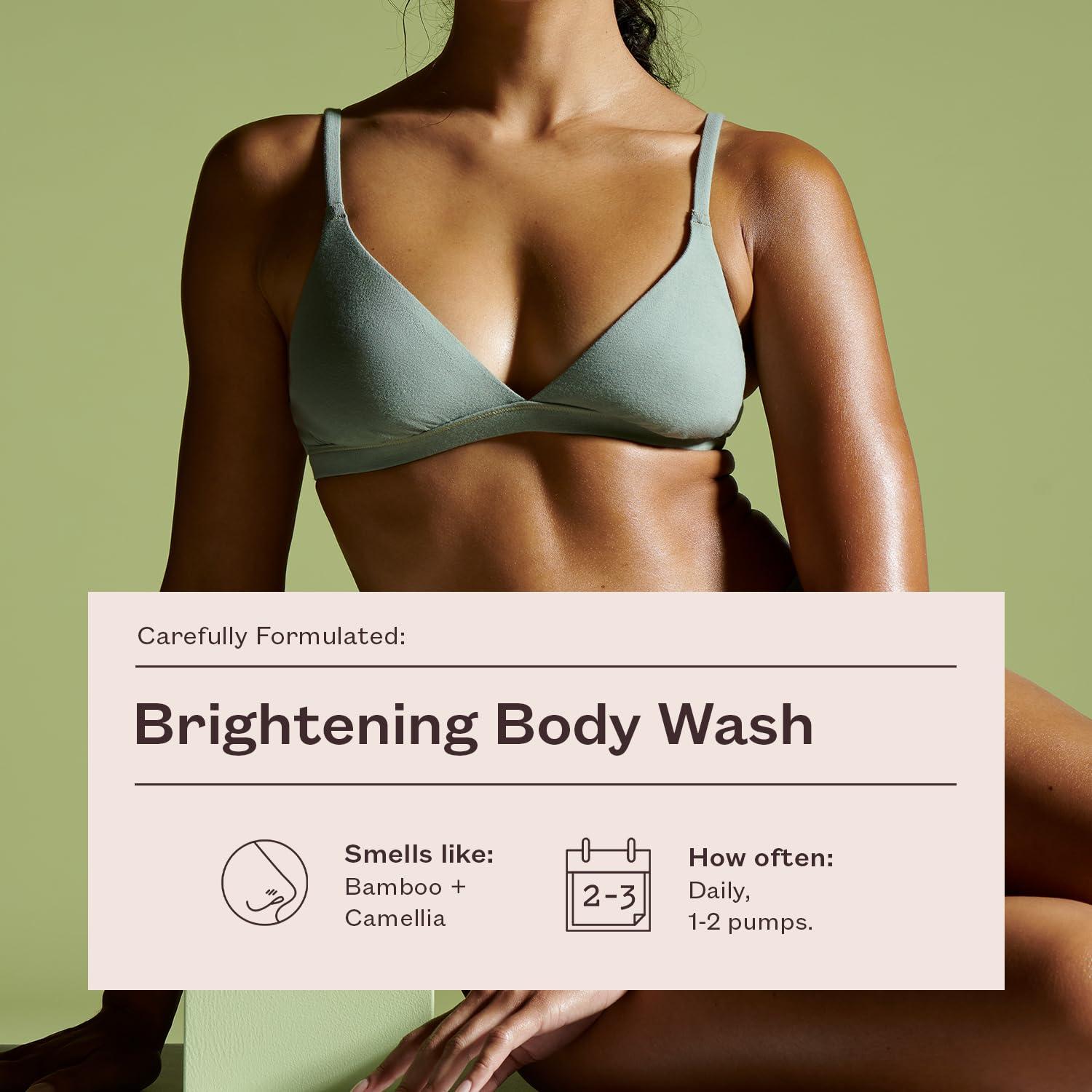 frank body frank body Brightening Body Wash | Vegan & Cruelty Free | Evens Tone & Brightens Complexion | Made with Vitamin B & C, Kakadu Plum and Pomegranate | Bamboo & Camellia Scent | (360 mL / 12.17 fl oz)