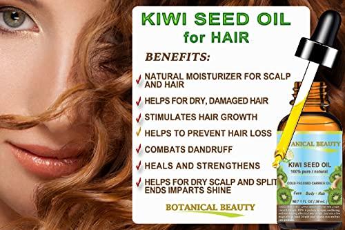 CHATEAU COSMETICS BOTANICAL BEAUTY KIWI SEED OIL. 100% Pure Natural Undiluted Virgin Cold Pressed Carrier Oil. 2 Fl.oz.- 60 ml for Face, Skin, Body, Hair, Nail Care. by Botanical Beauty