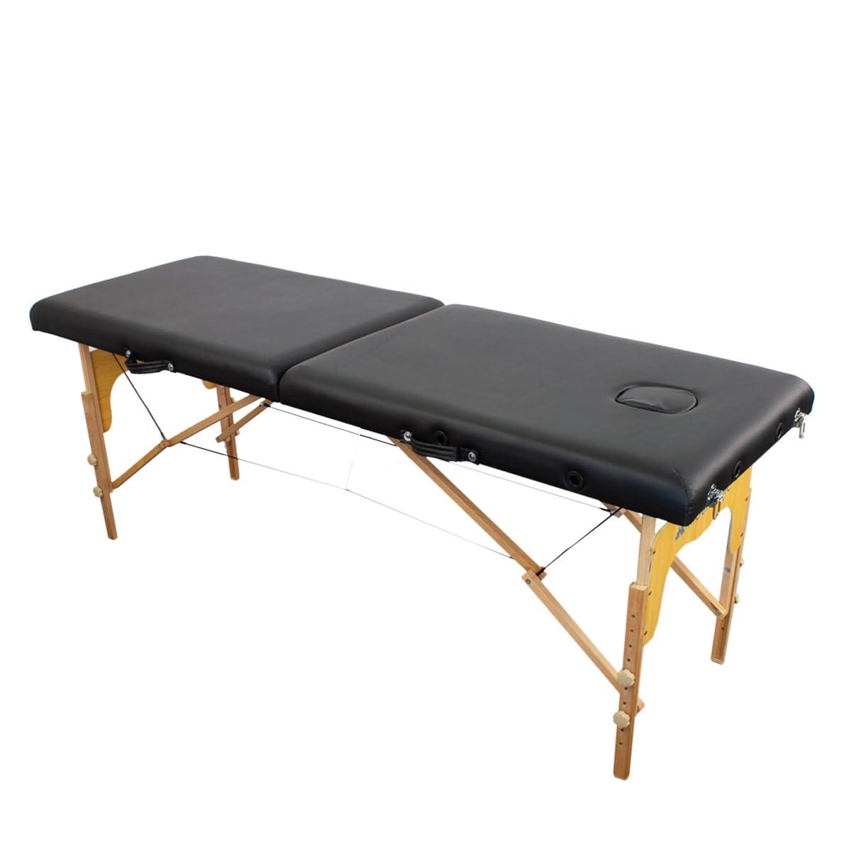 Mobiclinic Mobiclinic, Folding Massage Table, CM-01 Basic, Massage Table, Professional Massage Table, Portable, Wood, 2 Bodies, Spanish Brand, Adjustable, 180 x 60 cm, Black