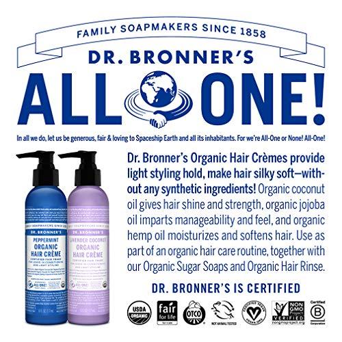 Dr. Bronner's Dr. Bronner\'s - Organic Hair Crme (Peppermint, 6 Ounce, 2-Pack) - Leave-In Conditioner and Styling Cream, Made with Organic Oils, Hair Cream Supports Shine and Strength, Nourishes Scalp, Non-GMO
