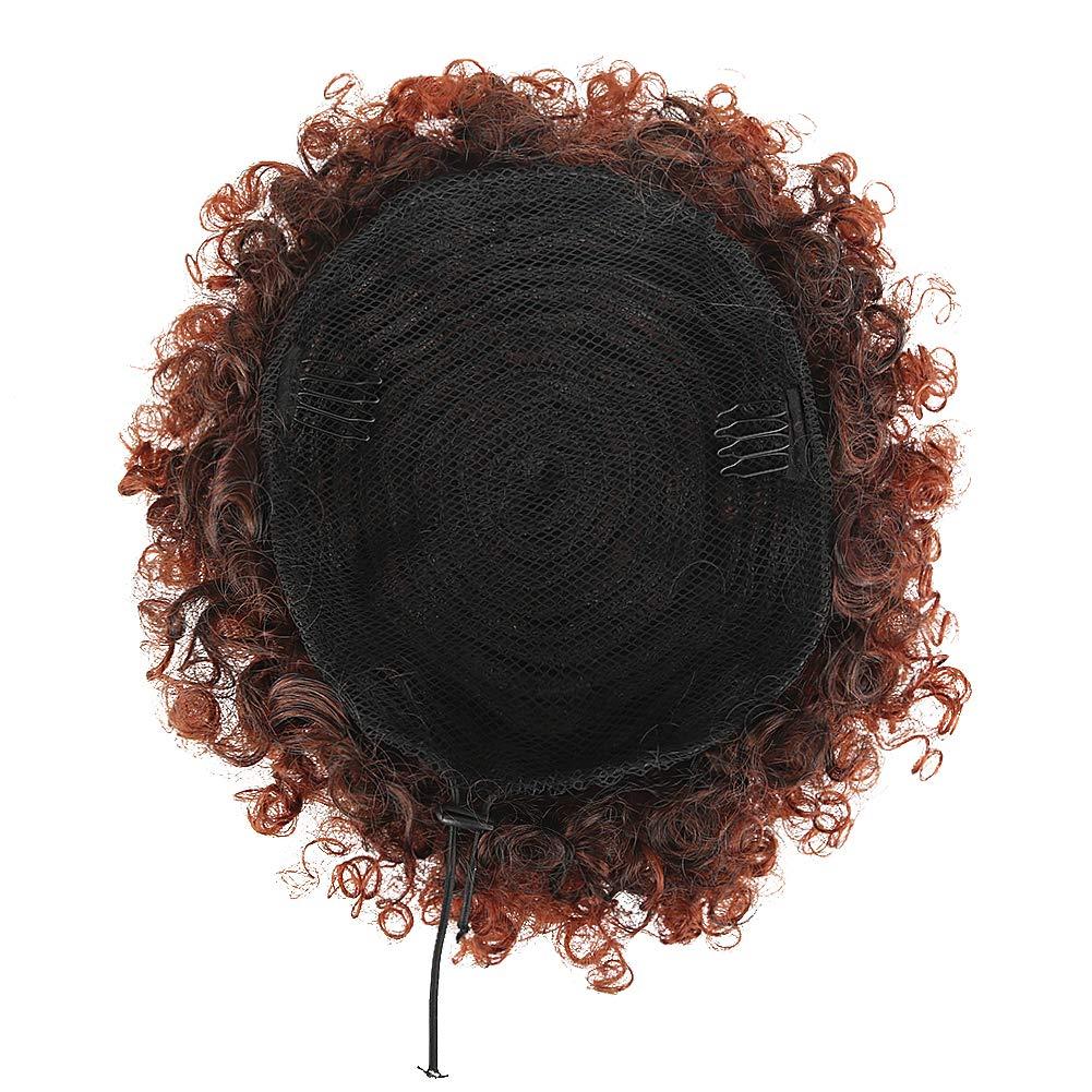 LEOSA LEOSA High Puff Afro Ponytail Drawstring Short Afro Kinky Curly Pony Tail Clip in on Synthetic Curly Hair Bun Made of Fiber Puff Ponytail Wrap Updo Hair Extensions with Clips(Watermelon Red)