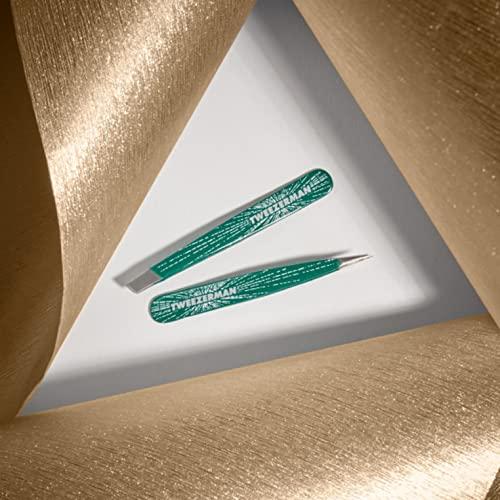 Tweezerman Tweezerman Emerald Shimmer Micro Mini Slant & Point Tweezer Set - Eyebrow Tweezers for Women and Men