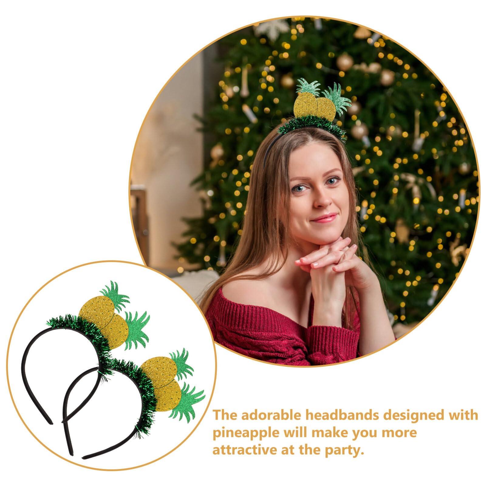 Ipetboom Ipetboom Pineapple Headband, 2pcs Hawaiian Tinsel Pineapple Head Boppers, Glitter Fruit Beach Pool Summer Party Hair Hoop Headwear Tropical Hair Accessories Decorations
