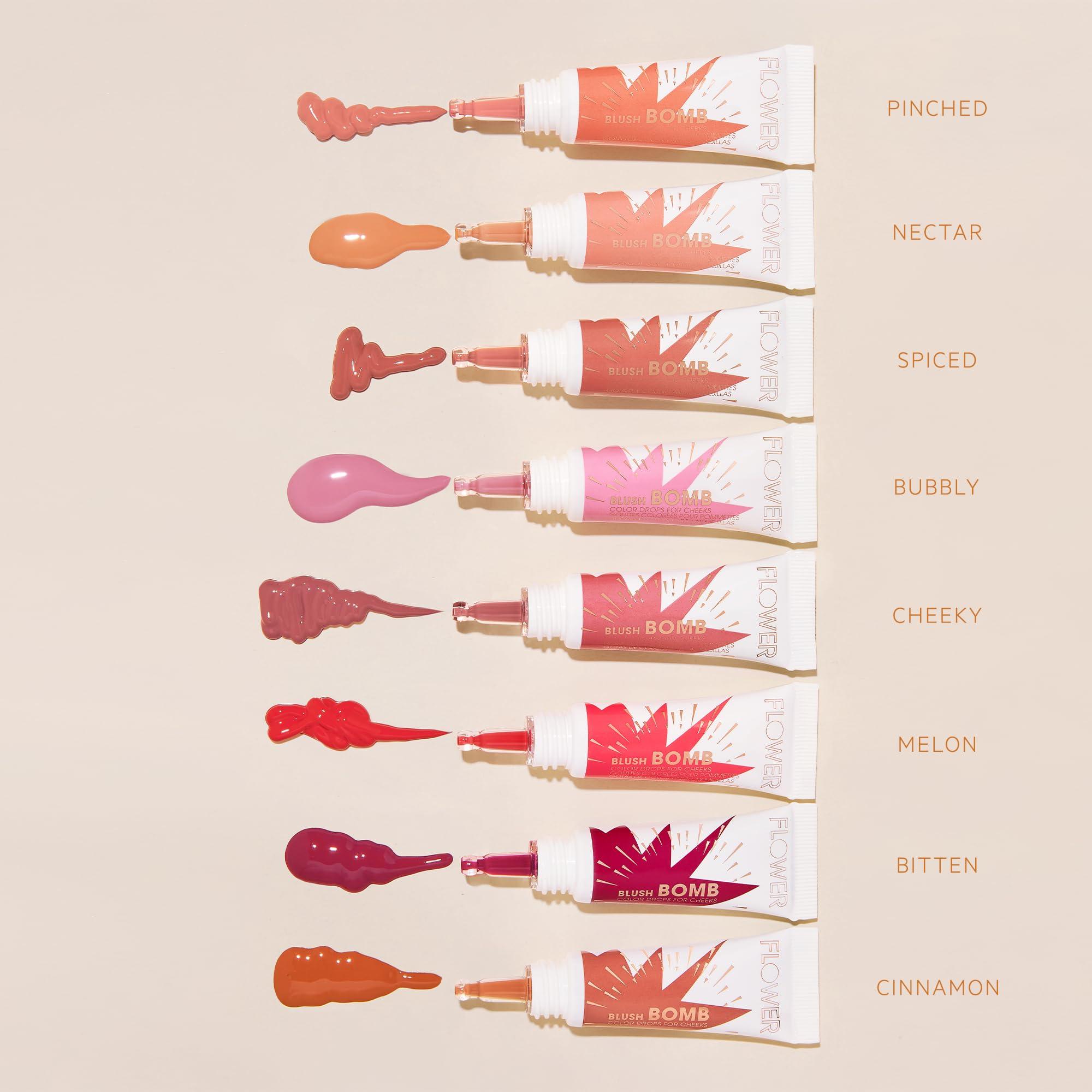 FLOWER BEAUTY FLOWER Beauty By Drew Barrymore Liquid Blush Makeup Bomb Color Drops -Silky Lightweight Formula + Gel Cream Blush for Cheeks - Radiant + Glossy Finish - Buildable + Lightweight Formula - Cruelty-Free + Vegan (Cheeky)