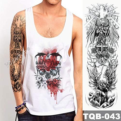 Vesna Vesna Large Arm Sleeve Tattoo Maori Power Totem Waterproof Temporary Tattoo Sticker Warrior Samurai Angel Skull Men Full Black Tatoo (07)