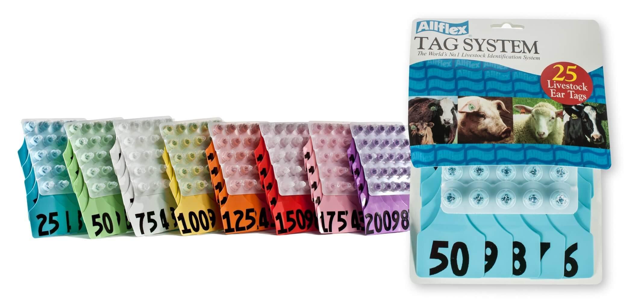 Birsppy Flexall Allflex Global Maxi Numbered Cattle Ear Tags Blue 26-50