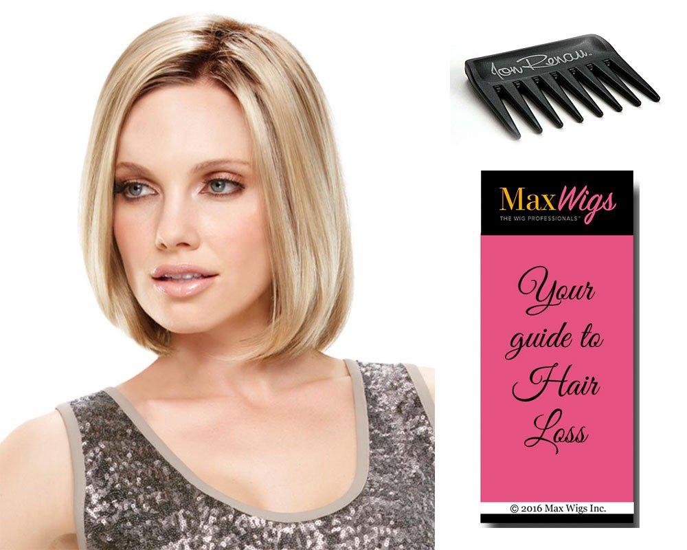 Jon Renau Maxwigs Kristen Wig Color 32F CHERRY CRME - Jon Renau Wigs 10.5\" Mid Length Bob Face Framing Synthetic Smart Lace Front Natural Hairline Open Cap Ventilation Adjustable Womens Bundle MaxWigs Booklet, Comb