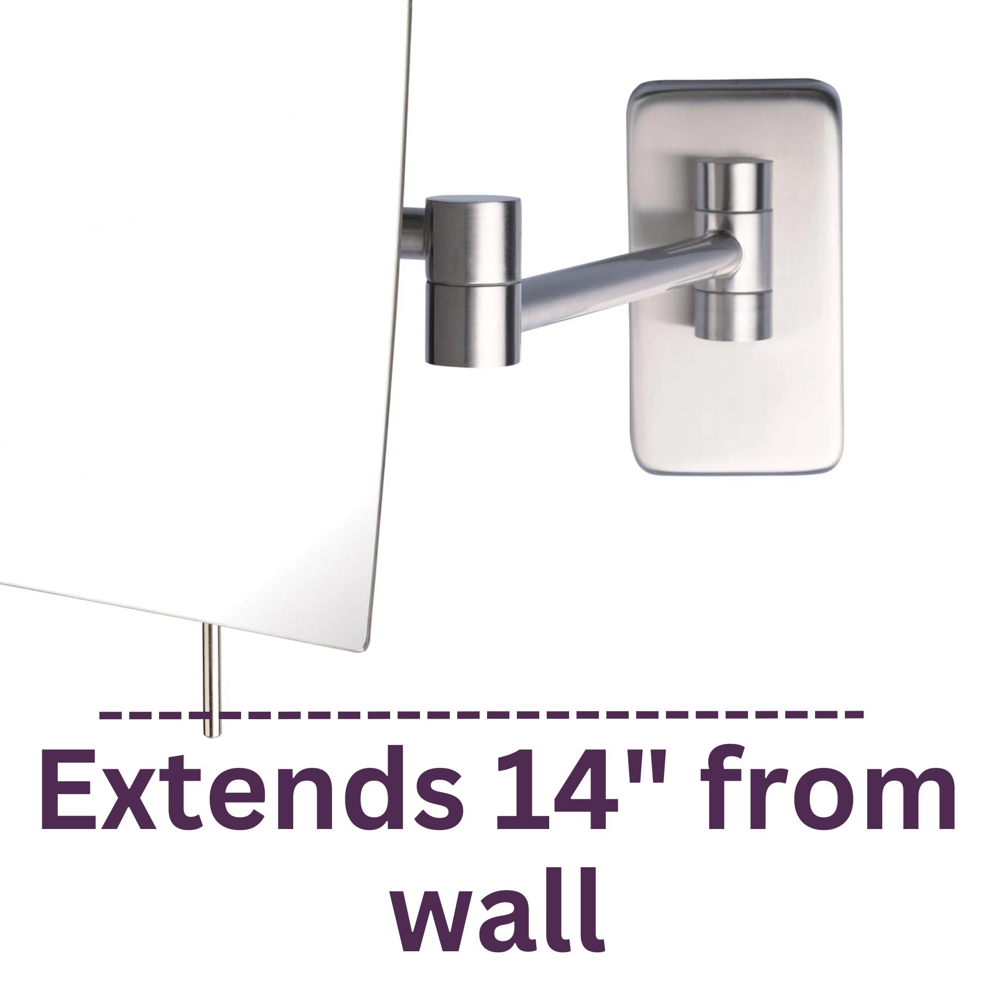 Jerdon Jerdon 8.75-Inch x 6.5-Inch Wall Mount Makeup Mirror - Personal Mirror with 5X Magnification & 14 inch Wall Extension - Nickel Wall Mount Arm - Model JRT695N