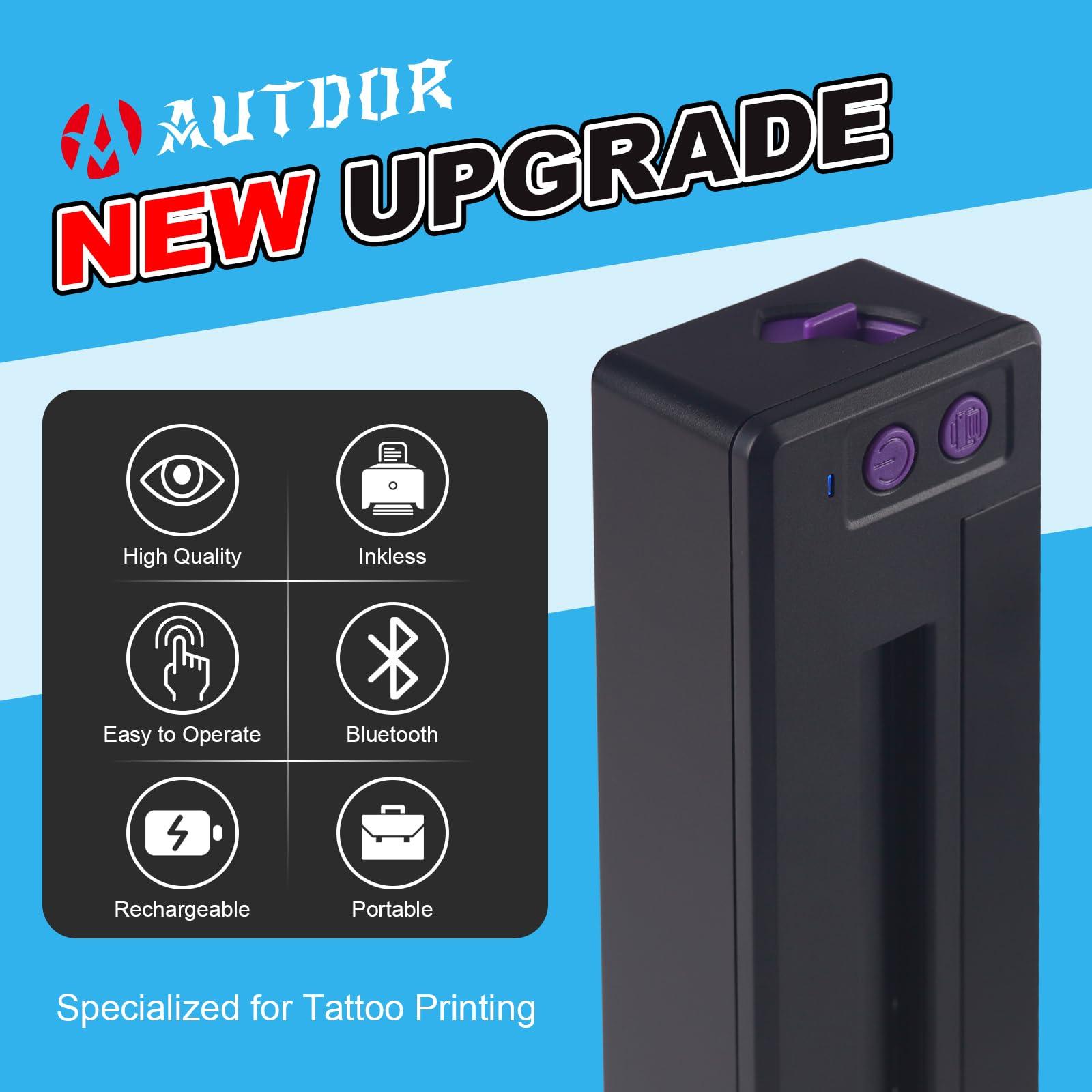 Autdor Autdor Tattoo Stencil Printer Wireless Tattoo Printer Machine Tattoo Thermal Printer Compatible with Phone Pad and PC Tattoo Transfer Machine Bluetooth and USB Connectivity for Tattoo Supplies