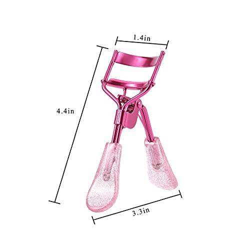 Uranian Uranian Eyelash Curlers Pink Lash Curler with 2 Silicone Refill Pads Glitter Handle Eye Lashes Curler Eyelashes Tool for Women and Girls (Pink)