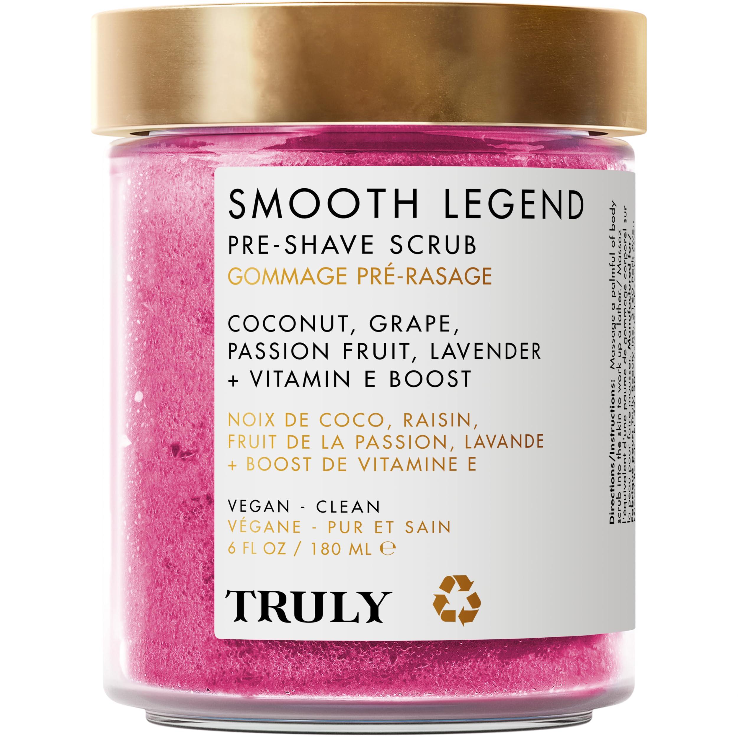 Truly Truly Beauty Smooth Legend Pre-Shave Scrub - Exfoliator for Bikini Area with Ingrown Hair Treatment, Bikini Trimmer Body Scrub and Bikini Hair Removal Scrub - Bikini Exfoliating Scrub - 6 OZ