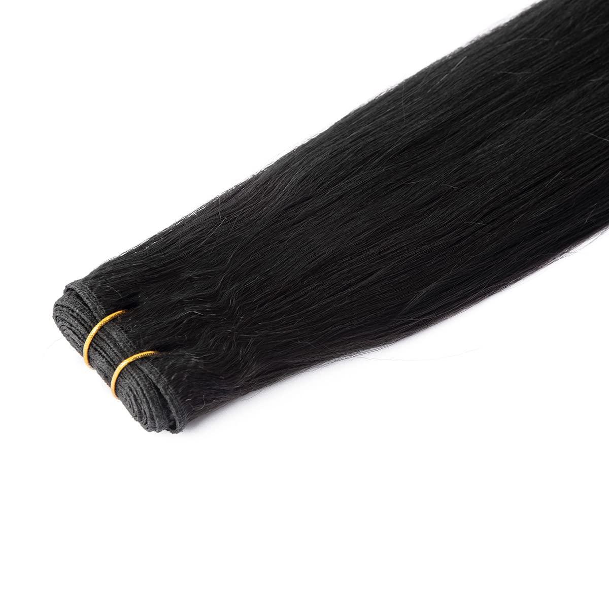 OURI OURI Hair Yaki Straight Human Hair 1 Bundle 9A 100% Unprocessed Virgin Brazilian Yaki Straight Human Hair Weaves 100g (16 Inch)
