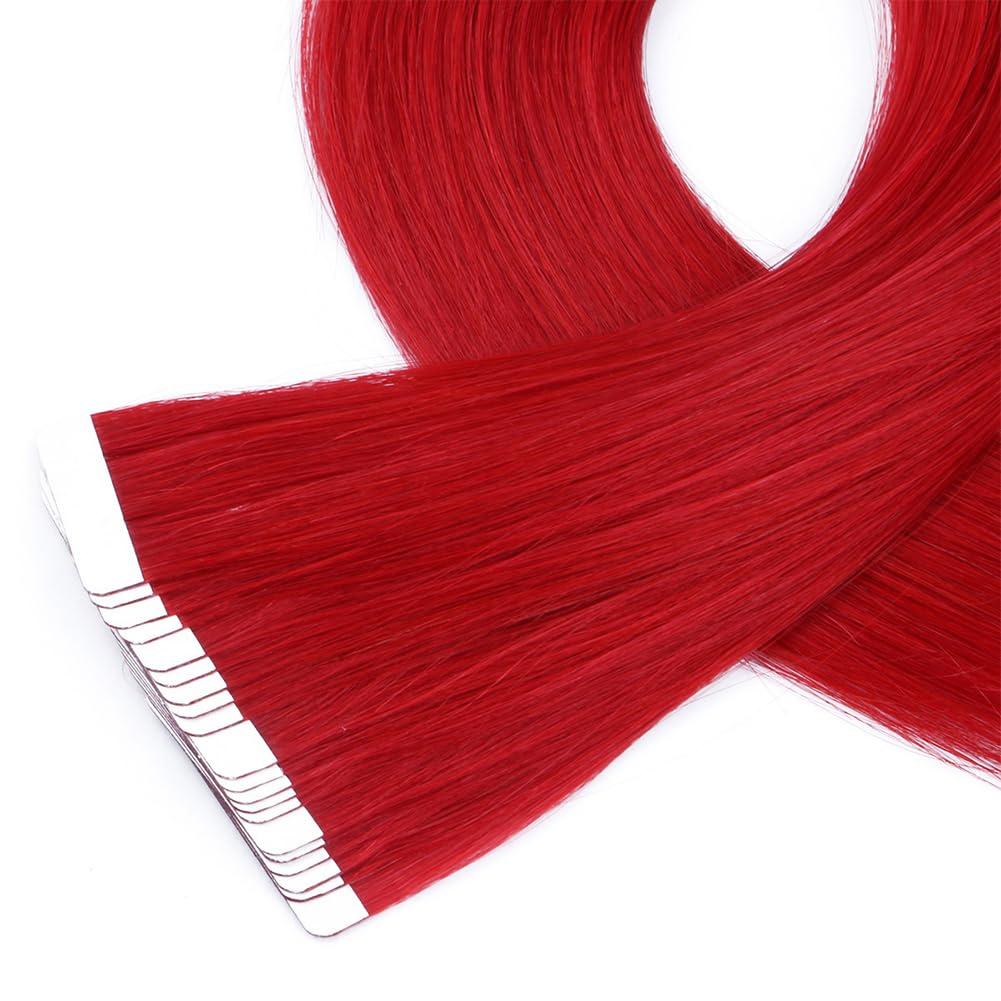 Saisifen Saisifen Straight Tape in Hair Extensions 100% Human Hair 20pcs 50g/Pack Red Tape ins Extension 16 inches