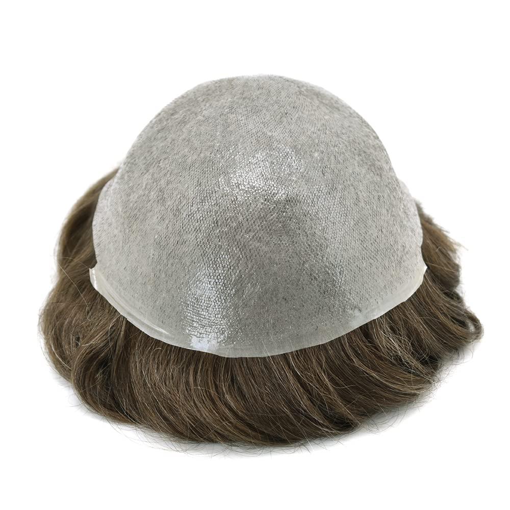 LYRICAL HAIR LYRICAL HAIR Curly Hair Piece Toupee for Black Men Hair System Replacement Monofilament Mens Wig Poly Skin Pu Hair Unit for Men (7\"X9\", 1B Off Black-25MM Curl)