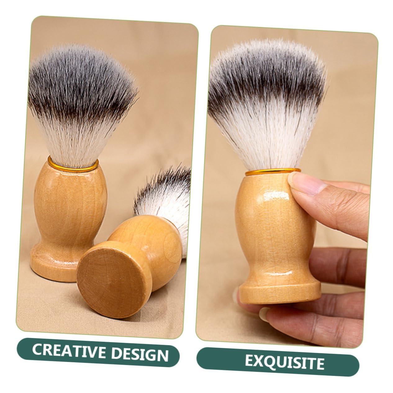 FOYTOKI FOYTOKI 2pcs Shaving Brush Leaf Twig Razor Duster Brush Handheld Beard Brush Shave Brush Kit Shaving for Men Hat Shaving Mens Shaving & Removal Products Sponge Light Brown Wood