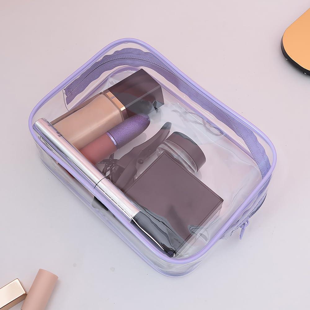 Buminee TSA Approved Toiletry Bag, 3 Pack Clear Toiletries Bags 7.5\"x2.2\"x5.5\" Size Travel Makeup Cosmetic Bag for Women and Men, Carry on Airport Airline Compliant Bag, Clear Travel Bags for Toiletries-Black