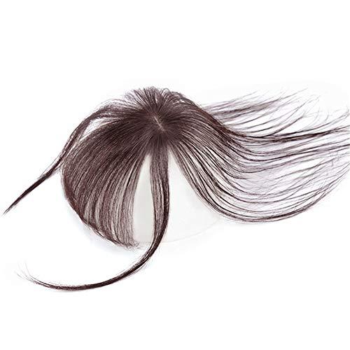 Drasawee Drasawee Clip in Bangs Hair Extensions Human Hair Bangs Clip in Fringe Bangs Handmade Air Bangs with Temple for Women One-piece Hairpiece (Dark Brown)