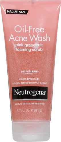 Neutrogena Neutrogena Oil Free Pink Grapefruit Acne Face Wash with Vitamin C, 2% Salicylic Acid Acne Treatment, Gentle Foaming Vitamin C Facial Scrub to Treat & Prevent Breakouts, 6.7 fl. oz