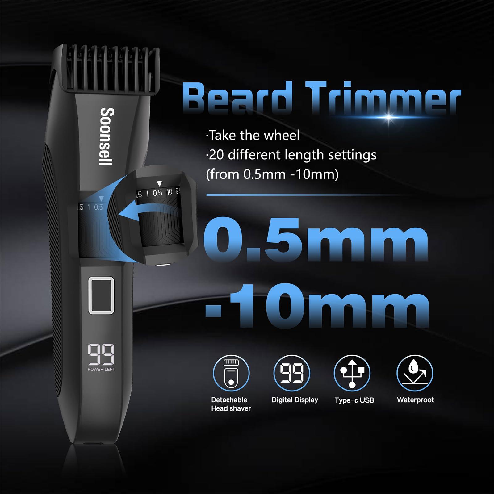 Soonsell Soonsell 4 IN1 Men\'s Grooming Kit,Beard Trimmer for Men,Manscape Groin & Body Hair Trimmer,Nose Hair Trimmer for Men,Electric Razor,Hair Clippers for Men,LED Display,Waterproof Wet/Dry Clippers