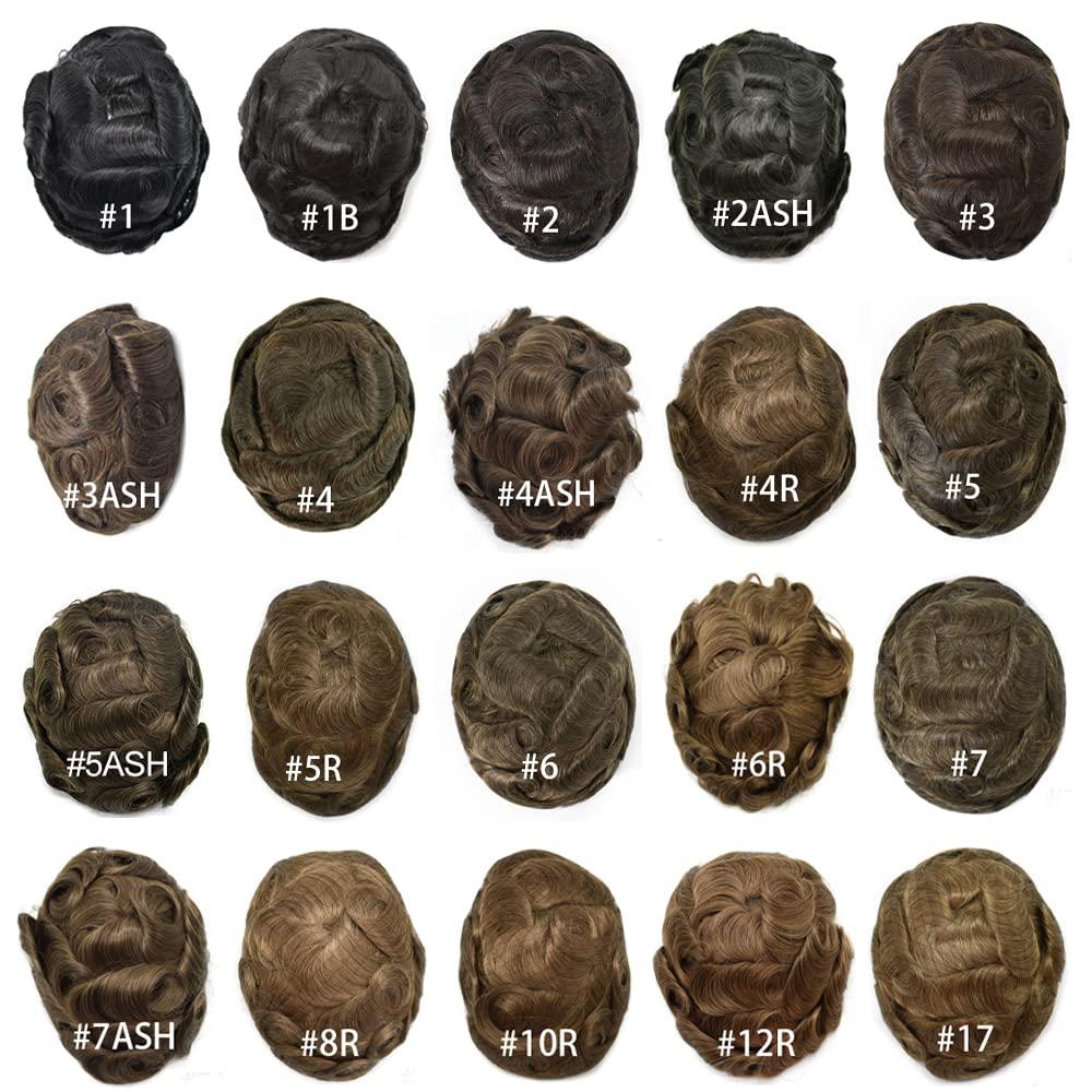 Healthlif Frontal Hair Piece For Receding Hairline Men\'S Toupee V-Shape Hairline European Human Hair Patch For Men Pu Frontal Hairpiece For Men Frontal Cover Hair Replacement System #4 MEDIUM BROWN 100% Density