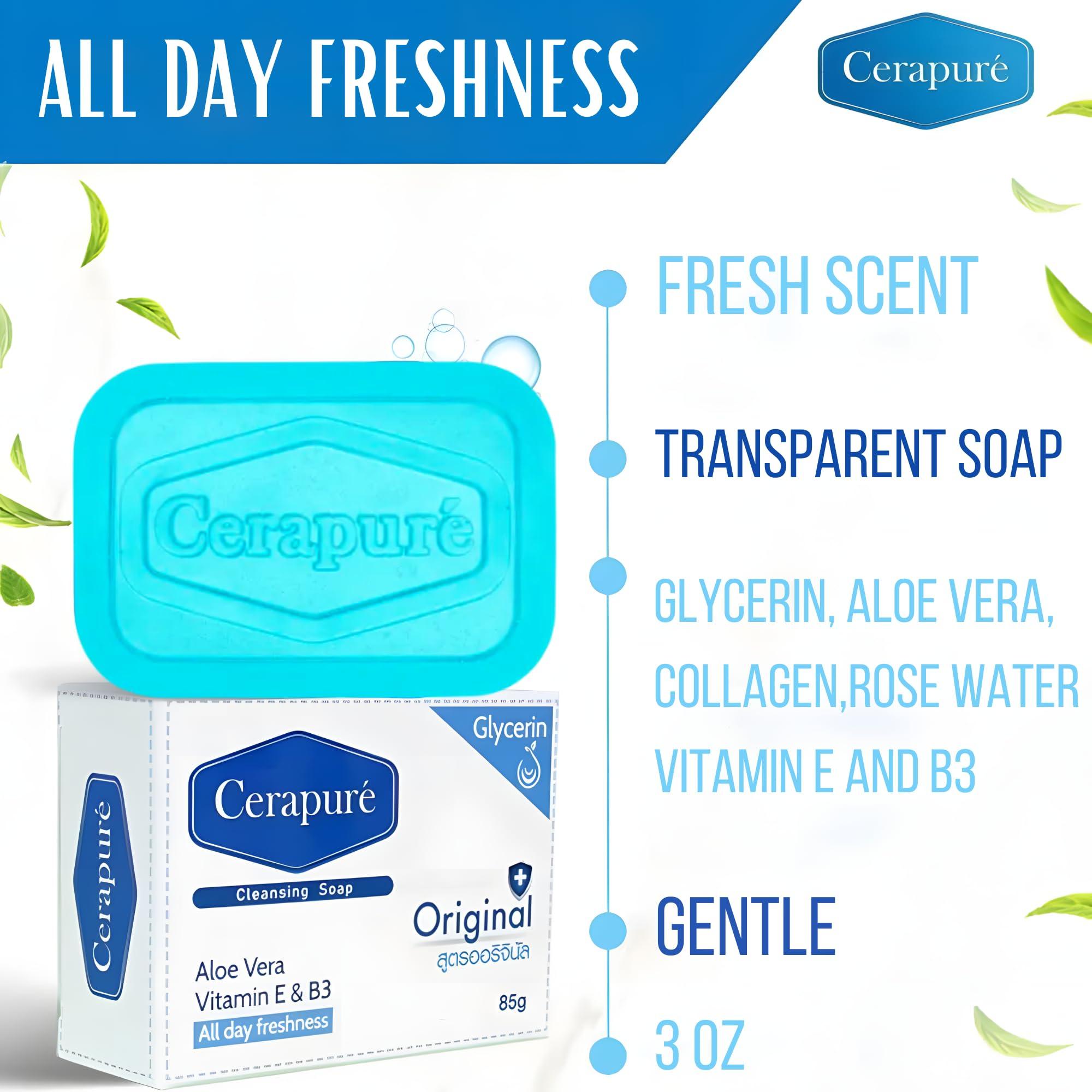 Cerapure Cerapure Glycerin Soap Bars For Men Women Clear Transparent Bath Soap Bar For Dry Skin Formula Cleanse And Moisturize Skin All Day Freshness (2)