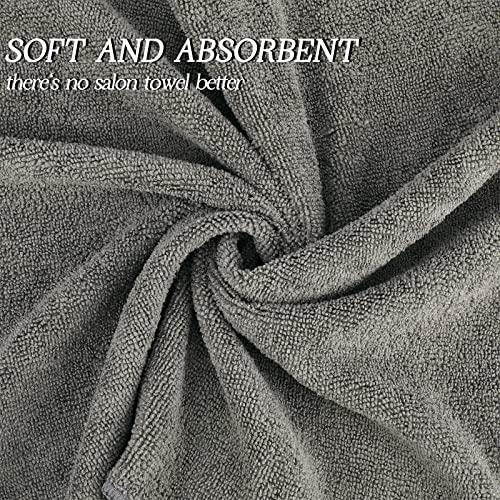 Shimeyao 48 Pack Bleach Proof Salon Towels Microfiber Absorbent Towels Bleach Resistant Hair Towel Quick Dry Hand Towels Bulk for Gym Bath Spa Home Hair Drying, 16 x 27 Inches (Grey)