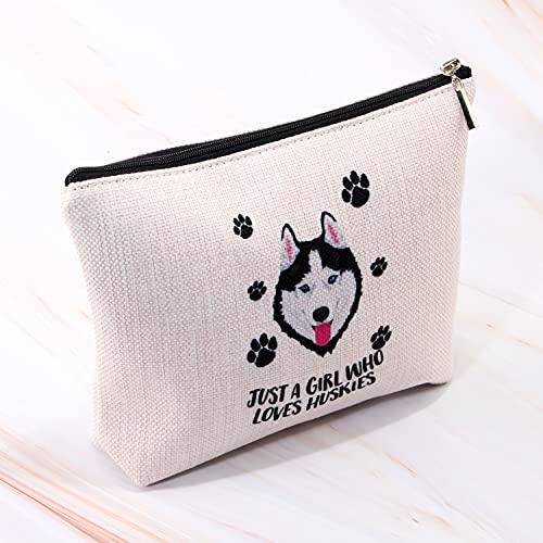 MBMSO MBMSO Husky Makeup Bag Husky Lover Gifts for Women Just a girl Who Loves Huskies Cosmetic Bag Siberian Husky Owner Gifts for Husky Mom Zipper Pouch Travel Case (Husky)
