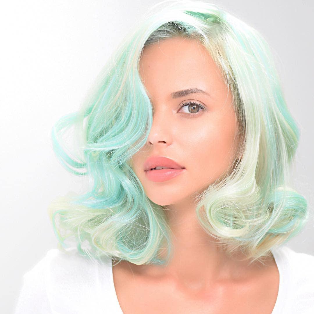 ZIP LOXX HAIR EXTENSIONS ZIPLOOKS | Mint 2 B 20\'\' Ultra Synthetic Fiber Pastel Green Colored Hair Extensions with Z Tool Patented Technology, Damage-Free Hair and Scalp, 4 Piece