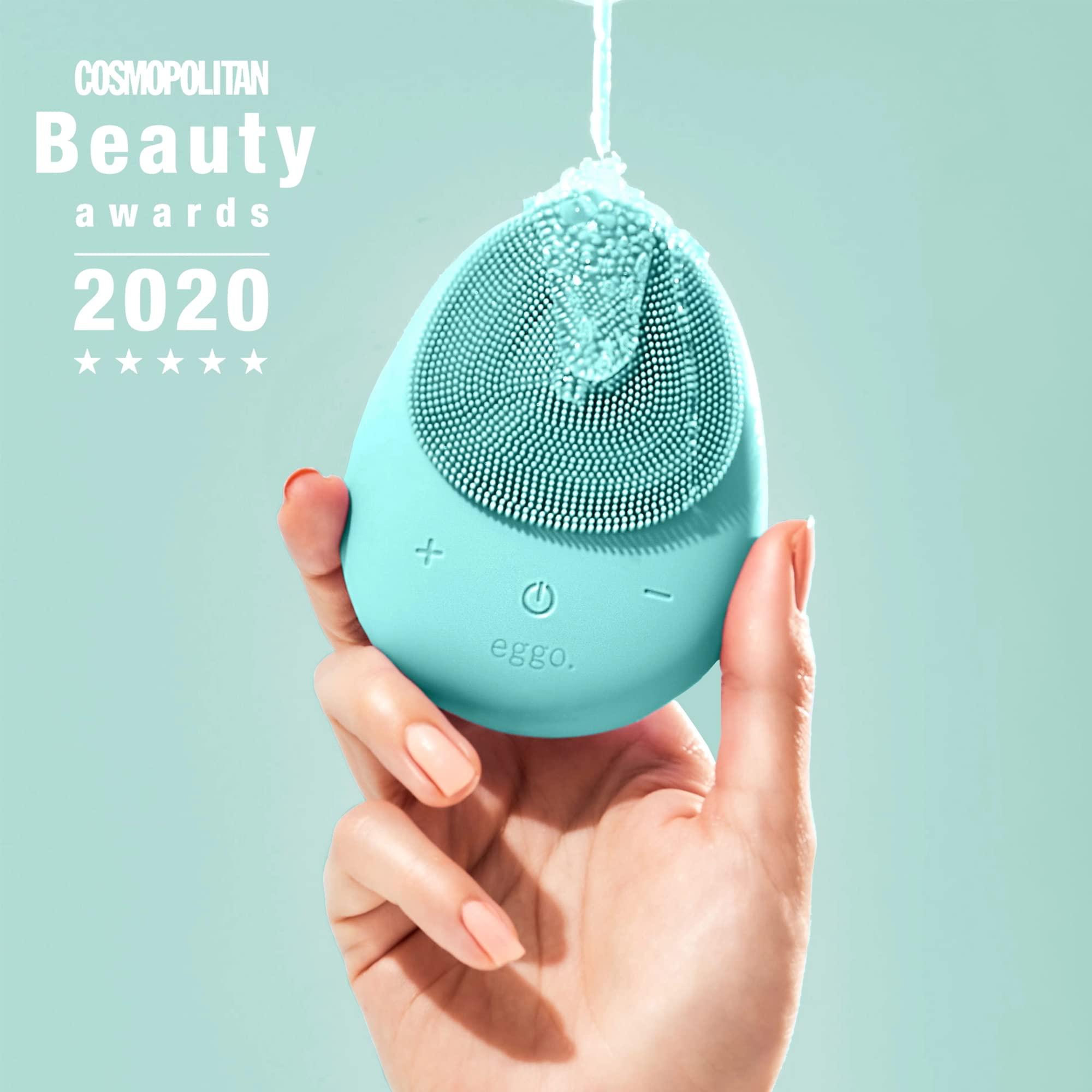 eggo Eggo Sonic Facial Device - Electric Cleanser & Exfoliator, Vibrating Massager, Silicone Brush for All Skins, Deep Clean, Anti-Aging, Waterproof, Rechargeable Tool (Turquoise)